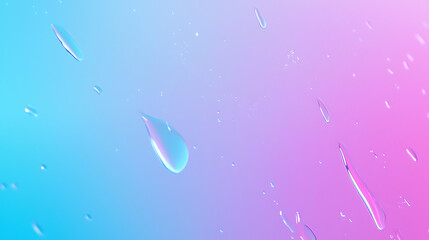 A blue and pink background with water droplets falling from the sky