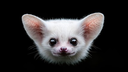 Obraz premium Adorable Fennec Fox Kit Close-up, Dark Background