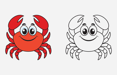 Colorful cartoon crab vector art Illustration Isolated on white background
