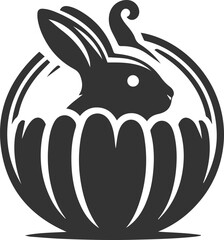 Rabbit hiding inside a pumpkin animal vector silhouette