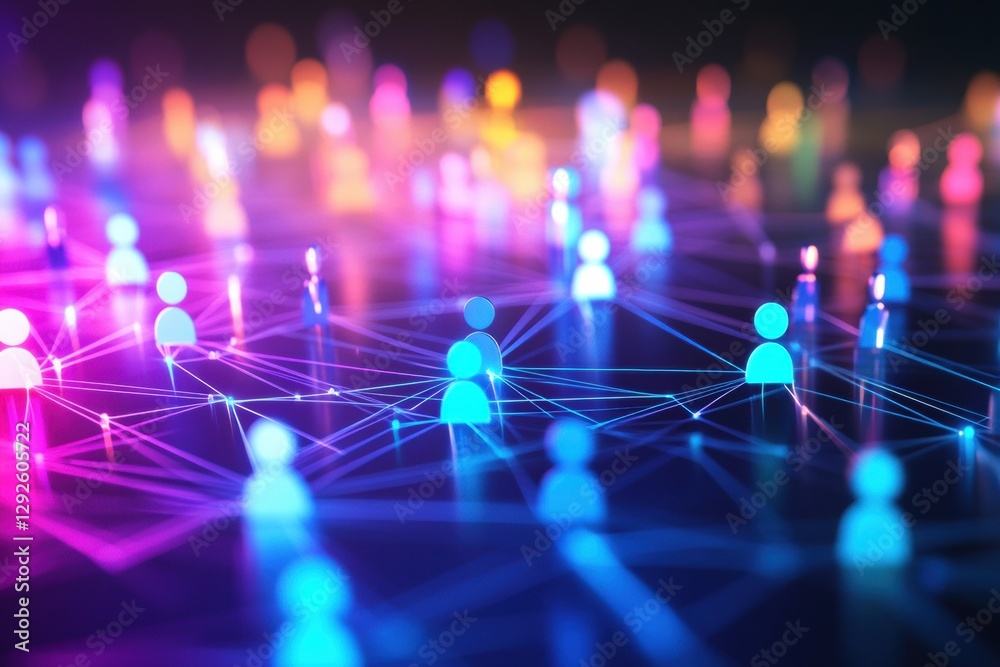 Aufkleber colorful 3d avatars connected through glowing network lines create a vibrant digital social media ex