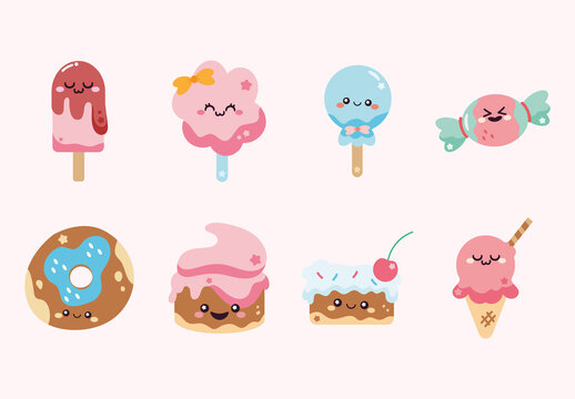 Colorful Cute Sweet Dessert Candy Sticker Set