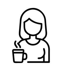 Business Woman Icon Coffee Break Relax Outline
