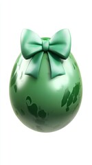 green Easter egg with bow