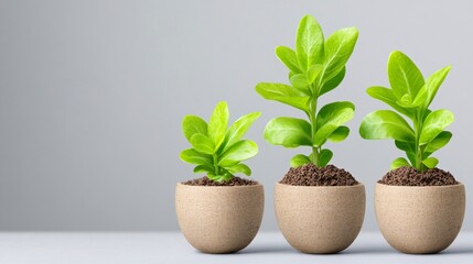 Fototapeta premium fresh green plants in minimalist pots for home and office decor