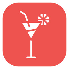 Colorful Glyph Cocktail Glass with Lemon Slice Square Icon