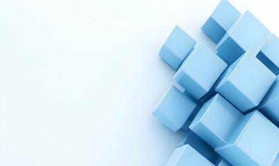 Abstract Blue Blocks Arrangement on a Minimalist Light Background