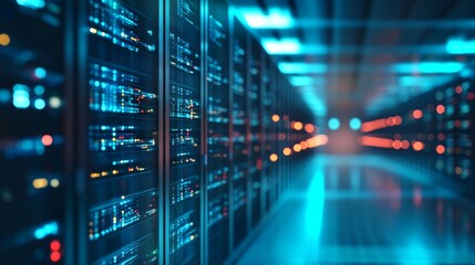 Fototapeta premium Data Cluster: Server Room Rows