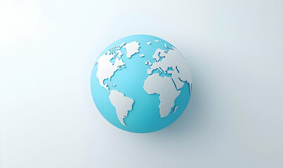 3D Globe Model Illustrating Earth with Light Blue Background