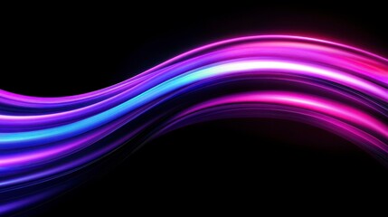 Naklejka premium Dynamic Light Streaks Flowing in a Wavy Pattern of Vibrant Pink Purple and Blue Against Black Backdrop