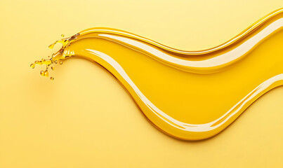 Liquid yellow paint flowing gracefully on a vibrant background