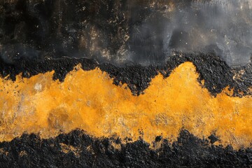 Abstract texture of black and gold paint. Ideal for backgrounds, adding a luxurious, artistic feel to designs.