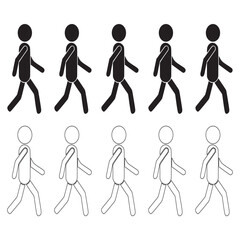 Walk line and glyph icon set side, walkway concept symbol. white background Vector illustration.