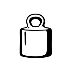 A weight (calibration weight) against a white background.