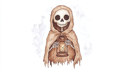 Obraz premium Skeleton with Lantern - Mystical Halloween Art