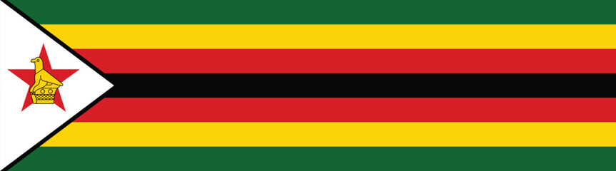 Fototapeta premium Flag of Zimbabwe. Zimbabwe flag long banner digital vector illustration