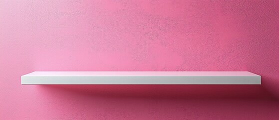 Minimalist White Shelf Against Textured Hot Pink Wall Backdrop Design Showcase Presentation Mockup
