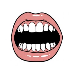 Fototapeta premium A mouth biting forcefully against a white background.