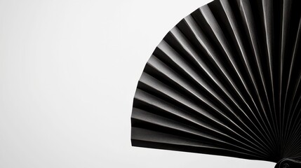 Symmetrical Black Paper Folding Craft Design Elegant Fan Display Ornamental Art Backdrop Minimalist