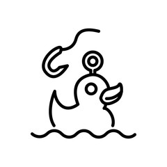 hook the duck game icon vector, line style icon