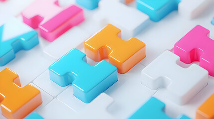 Obraz premium Colorful Puzzle Pieces on a Bright Background for Creative Projects