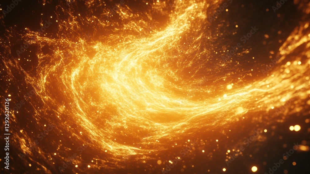 Poster glowing energy swirls create captivating patterns in the dark void of space. generative ai