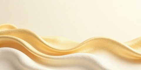 Obraz premium Elegant Draped Fabric in Soft Cream and Gold Hues, Ideal for Luxury Branding and Product Presentation