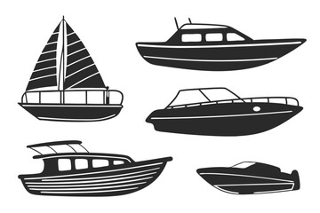 set of Boats silhouette vector illustration