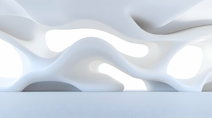 Obraz premium Modern abstract interior design with flowing white shapes and light