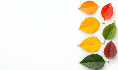 Obraz premium Colorful Autumn Leaves Arrangement on White Background