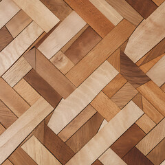 Intricate Geometric Wooden Pattern with Varying Shades
