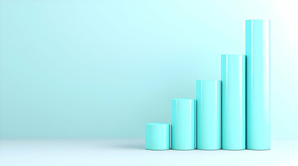 Fototapeta premium Minimalist Growth Chart with Bright Blue Cylinders on Light Background