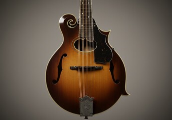 Naklejka premium Artisan crafted mandolin with rich wood tones and elegant f-holes