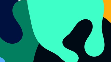 This abstract illustration features organic shapes in calming shades of teal, green, cream, and a touch of white. The cool color palette creates a fresh, natural, and soothing feeling.