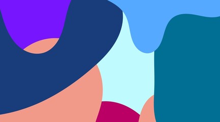This abstract illustration features organic shapes in deep blues, purples, teals, and touches of white. The contrasting yet harmonious color palette creates a modern and artistic feel.