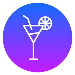 Gradient Line Art Cocktail Glass with Lemon Slice Circle Icon