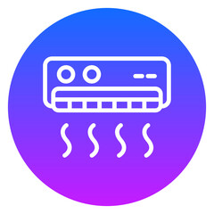 Gradient Line Art Air Conditioner Exuding Cool Air Circle Icon