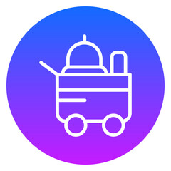 Gradient Line Art Room Service Cart Circle Icon