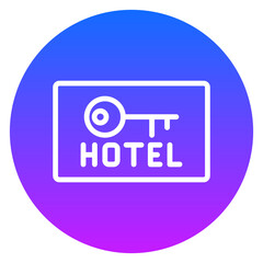 Gradient Line Art Hotel Key Circle Icon