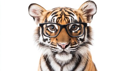 Obraz premium tiger wearing glasses