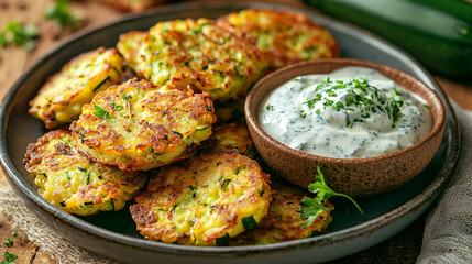  zucchini fritters with creamy yogurt dip recipe perfect for summer meals food herb dish