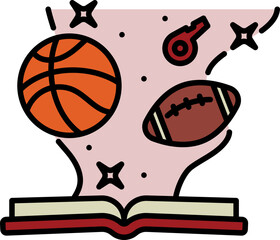 Physical education book line icon