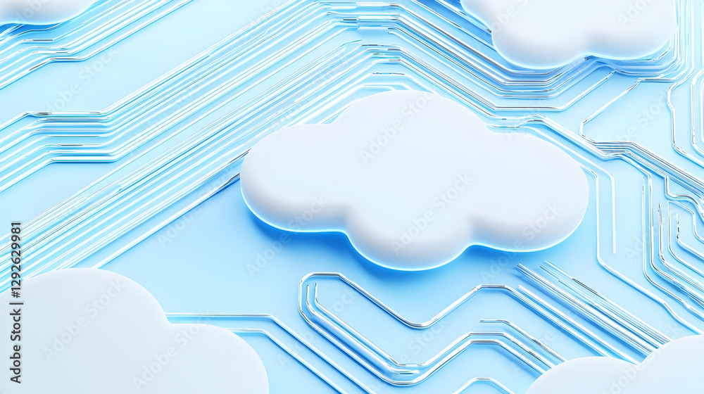 Poster cloud technology concept with abstract circuit pattern background