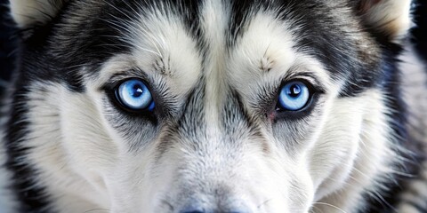 A close-up shot of a pair of striking blue eyes with thick lashes and intricate details on a Siberian Husky's face , husky eyes, Siberian Husky
