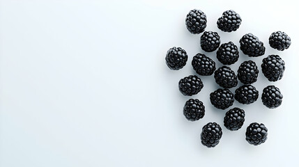 Fresh Blackberries Arranged On White Surface Perfect For Culinary Use