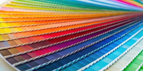 A close-up of a vibrant color guide swatch on a light background, showcasing its texture and hue