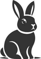 Rabbit with a tilted head, appearing curious animal vector silhouette