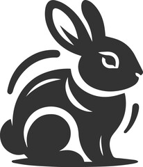 Rabbit with a tilted head, appearing curious animal vector silhouette