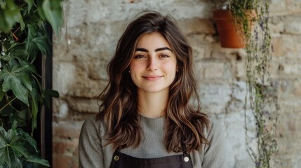 Fototapeta premium Portrait of a Young Woman with a Serene Expression