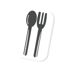 a pair of spoons and forks on a napkin. isolated on a white background
